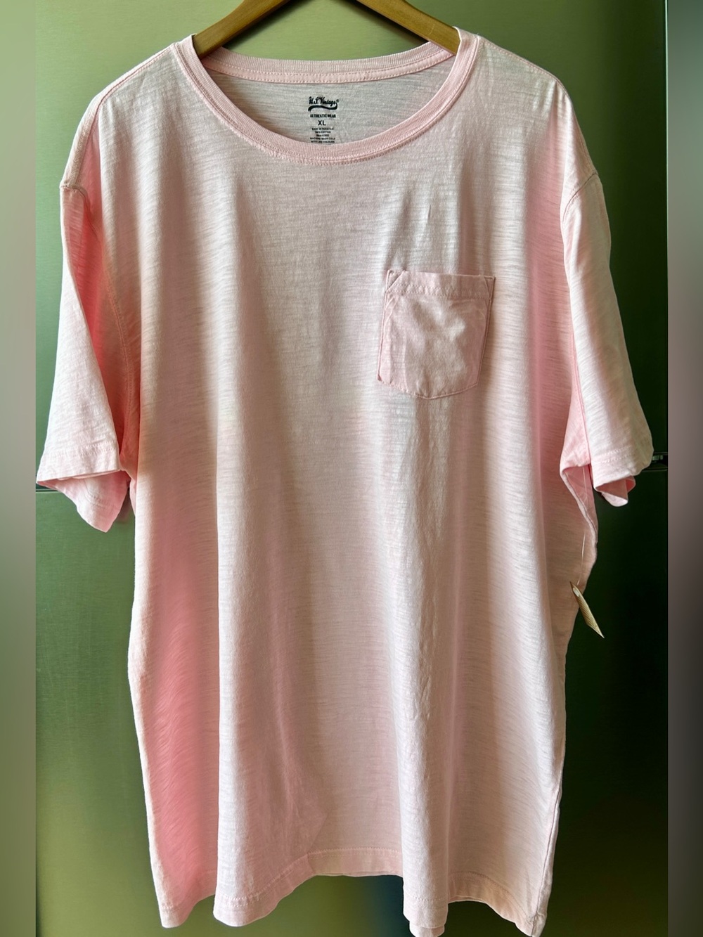 US Vintage Pink Pocket Tee XL Soft Washed 100% Cotton T-Shirt